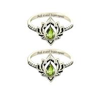 dsmrosp 2pcs It And Begin Again Lotus Slings, Mudless Flower Stacking Rings, Empowering Rings for Women, New Beginning Gift for Women Sister, 8#, Copper, Cubic Zirconia