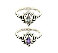 dsmrosp 2pcs It And Begin Again Lotus Slings, Mudless Flower Stacking Rings, Empowering Rings for Women, New Beginning Gift for Women Sister 7#, Copper, Cubic Zirconia