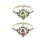 dsmrosp 2pcs It And Begin Again Lotus Slings, Mudless Flower Stacking Rings, Empowering Rings for Women, New Beginning Gift for Women Sister 9#, Copper, Cubic Zirconia