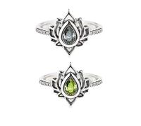 dsmrosp 2PCS MY TRAUMA LOTUS RING,Inspirational Ring,Adjustable Lotus Flower Stacking Rings, Reminds You to Let Go of Your Trauma in a Playful Way, Jewelry Gifts for Women Sisters