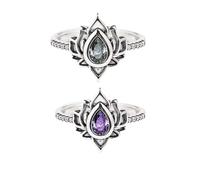dsmrosp 2PCS MY TRAUMA LOTUS RING,Inspirational Ring,Adjustable Lotus Flower Stacking Rings, Reminds You to Let Go of Your Trauma in a Playful Way, Jewelry Gifts for Women Sisters, Copper, Cubic