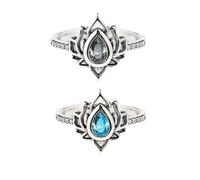 dsmrosp 2PCS MY TRAUMA LOTUS RING,Inspirational Ring,Adjustable Lotus Flower Stacking Rings, Reminds You to Let Go of Your Trauma in a Playful Way, Jewelry Gifts for Women Sisters