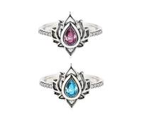 dsmrosp 2PCS MY TRAUMA LOTUS RING,Inspirational Ring,Adjustable Lotus Flower Stacking Rings, Reminds You to Let Go of Your Trauma in a Playful Way, Jewelry Gifts for Women Sisters