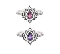 dsmrosp 2PCS MY TRAUMA LOTUS RING,Inspirational Ring,Adjustable Lotus Flower Stacking Rings, Reminds You to Let Go of Your Trauma in a Playful Way, Jewelry Gifts for Women Sisters
