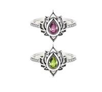 dsmrosp 2PCS MY TRAUMA LOTUS RING,Inspirational Ring,Adjustable Lotus Flower Stacking Rings, Reminds You to Let Go of Your Trauma in a Playful Way, Jewelry Gifts for Women Sisters