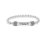 dsmrosp FOR MEMORIAL - My Four-legged Angel is Always Near By Custom Name Bead Bracelet,Adjustable Stainless Steel Personalized Engraved Bead Bracelet,Gift for Her Best Friend Besties Sisters