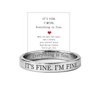 dsmrosp It's Fine Mantra Cuff Ring,Everything is fine Inspirational Engraved Motivational Rings,Stainless Steel Engraving Stacking Ring,Positive Affirmation Jewelry Gifts for Women, 10#, Stainless