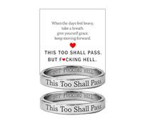dsmrosp This Too Shall Pass But F*cking Hell Inspirational Mantra Ring, Stainless Steel Engraved Stackable Self Worth Motivational Ring, Gift for Men Women, 7#, Stainless Steel, No Gemstone