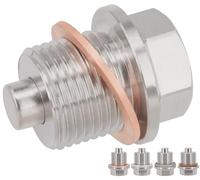 Dsnaduo 1 Pcs M18x1.5mm Stainless Steel Engine Magnetic Oil Drain Plug Replace DP007 with 4 Pcs Gaskets,with Neodymium Magnet