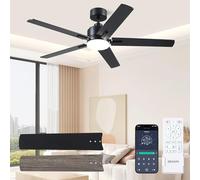 DSNAPE 52 Inch Black Ceiling Fan with Lights, Remote/APP Control Reversible Dimmable, 3CCT, Quite Ceiling Fan for Living Room, Bedroom, Indoor Outdoor Use