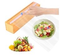 Dsnirasy Bamboo Wood Plastic Wrap Dispenser with Slide Cutter Also for 12 inch Aluminum foil, Parchment Paper, Cling Wrap Dispenser Sturdy and Reusable(12inch with Slide Cutter)