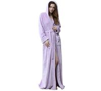 DSNOW Ladies Robe Luxury Terry Towelling Dressing Gown Bathrobe Highly Absorbent Women Hooded and Shawl Towel Bath Wrap Light Purple XL