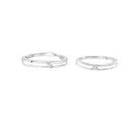 Dsnyu 925 Sterling Silver Engagement Rings for Women, Cz Ring Knot Silver Couple Matching Band for Her Size Adjustable Comfort Fit
