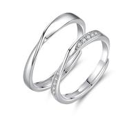 Dsnyu 925 Sterling Silver Rings for Men, Promise Rings Mobius Strip Silver Couple Matching Band for Him Size Adjustable Birthday Valentine's Day Gift