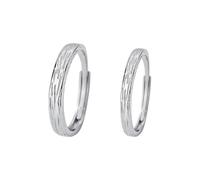 Dsnyu 999 Sterling Silver Ring, Men's Engagement Rings Bark Pattern Silver Couple Matching Band for Him Size Adjustable Wedding Promise Jewelry