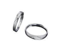 Dsnyu Couple Rings Adjustable, His and Hers Matching Promise Rings S925 Sterling Silver Twill Silver Band Adjustable Comfort Fit