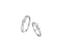 Dsnyu Couple Rings Adjustable, Matching Rings S925 Sterling Silver Bow Silver Band Adjustable Birthday Valentine's Day Gift