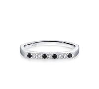 Dsnyu Cubic Zirconia Rings, Silver Rings 925 Sterling Silver Black and White Row of Cz Round Shape Elegant Jewelry for Women Size L 1/2