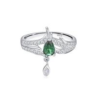 Dsnyu Cubic Zirconia Wedding Band, Ring 925 Sterling Silver Crown with Teardrop Cz Pear Shape Silver Elegant Jewelry for Women Size R 1/2