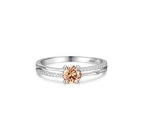 Dsnyu Cz Wedding Ring, Ring Silver 925 Sterling Silver Double-Layer with Zircon Round Shape Trendy Comfort Fit Size L 1/2