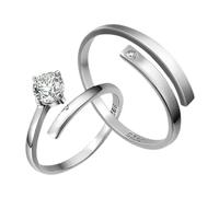 Dsnyu Cz Wedding Ring, Sterling Silver Rings for Men S925 Ribbon Silver Couple Matching Band for Him Size Adjustable Comfort Fit