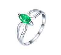 Dsnyu Engagement Ring 925 Sterling Silver Real, Size V 1/2 | Woman Vintage Wedding Ring Pave with 0.5ct Green Lab Grown Emerald and Cubic Zirconia, Jewelry for Bride Wife