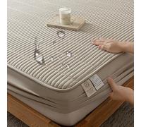Dsnyu Fitted Bed Sheet King Size, Sheet Fitted Light Khaki Solid Color Pattern Polyester Cotton 59" W x 79" L
