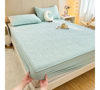 Dsnyu Fitted Sheets King Bed, Bed Sheets Fitted Light Green Solid Color Pattern Polyester Cotton 59" W x 79" L