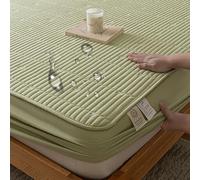 Dsnyu Green Fitted Bed Sheet, Fitted Sheet Super King Size Solid Color with Stars Pattern Polyester Cotton 71" W x 79" L