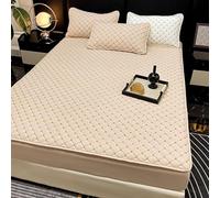 Dsnyu King Fitted Sheets Cotton, Fitted Sheet Bedspread Khaki Plaid Pattern Bedding Easy Care 59" W x 79" L