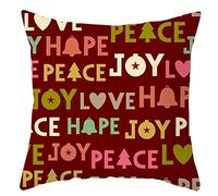 Dsnyu Large Throw Pillow Christmas Covers, Hope Joy Love Peace Polyester Throw Pillow Covers, Colorful Christmas Cushion Covers Couch Decorative 18x18 inches