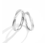 Dsnyu Matching Promise Rings 925 Silver, Couples Rings for Him and Her Set Mobius Strip Cubic Zirconia Round Silver Band Adjustable Wedding Engagement Jewelry
