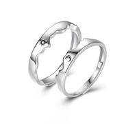 Dsnyu Men 925 Sterling Silver Rings, Wedding Bands Sun Silver Couple Matching for Him Size Adjustable Birthday Valentine's Day Gift