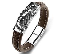 Dsnyu Men's Leather Bracelet Band, Brown Gothic Punk Bracelets with Magnetic Clasp, Scorpion Gothic Couples Bracelets for Party