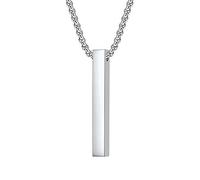 Dsnyu Mens Pendant Necklaces Silver, Stainless Steel Pendant Necklace Bar Geometric Slender Cuboid Rolo Chain Jewelry Birthday Gift