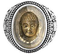 Dsnyu Men's Ring, Promise Ring, Comfort Fit Buddha Mens Rings Stainless Steel for Father's Day, Silver Size 11