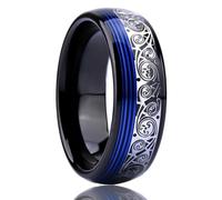 Dsnyu Men's Tungsten Ring, Dome Celtic With Striped Grooves Wedding Rings | 8mm Proposal Band, Comfort Fit for Daily Wear