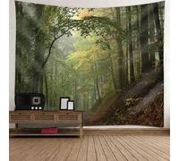 Dsnyu Nature Tree Tapestry, Tapestry Outdoor Forest Paths Pattern Polyester Green Brown Landscape Wall Tapestry 83x55inch