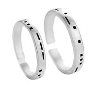 Dsnyu Promise Rings for Couples Adjustable, Matching Rings Him and Her S925 Sterling Silver Moss Secret Language Silver Band Adjustable Valentine's Day Gift
