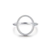 Dsnyu Ring 925 Sterling Silver, Wedding Bands Women Hollow Large Oval Cubic Zirconia Round Shape Silver Elegant Jewelry for Wife Size N 1/2