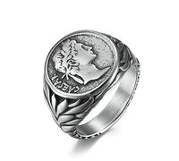 Dsnyu Ring Mens, Silver Rings Stainless Steel, Roman Empire Caesar The Great Punk Ring for Son Comfort Fit Size V 1/2