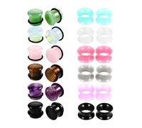 Dsnyu Silicone Gauges for Your Ear 2G, Double Flared Stone Ear Plugs Gauges Tunnel Expanders Multicolor 24Pcs Flesh Ear Gauges Piercing Plugs