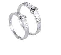 Dsnyu Silver Wedding Band, Ring Sterling Silver S925 Heart Knot Couple Matching for Her Size Adjustable Engagement Promise Jewelry