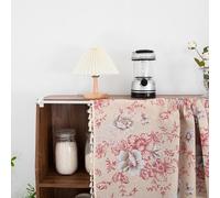 Dsnyu Small Window Curtains 18 Length, Bedroom Curtains Beige Red Semi Blackout Cotton Linen Peony Flowers Pattern with Tassels Short 1 Panel 52" W x 18" L