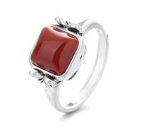 Dsnyu Sterling Silver 925 Rings, Cz Wedding Band Matte Vintage Square Adjustable Silver Birthday Valentine's Day Gift