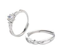 Dsnyu Sterling Silver 925 Rings, Cz Wedding Band Mobius Strip Silver Couple Matching for Her Size Adjustable Engagement Promise Jewelry