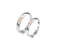 Dsnyu Sterling Silver 925 Rings, Men Engagement Ring Sun Silver Rose Gold Couple Matching Band for Him Size Adjustable Wedding Promise Jewelry