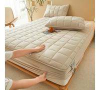 Dsnyu Super King Sheets Fitted Cotton, Fitted Sheet Bedspread Light Khaki Solid Color Pattern 71" W x 79+12" L