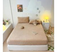 Dsnyu Velvet Fitted Sheet King, Fitted Sheet Cover Light Khaki Solid Color Pattern Soft Comfortable 59" W x 79" L