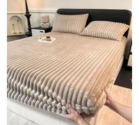 Dsnyu Velvet Fitted Sheet King, Soft Bed Sheets Khaki Solid Color Pattern Fittedsheet Comfortable 59" W x 79" L